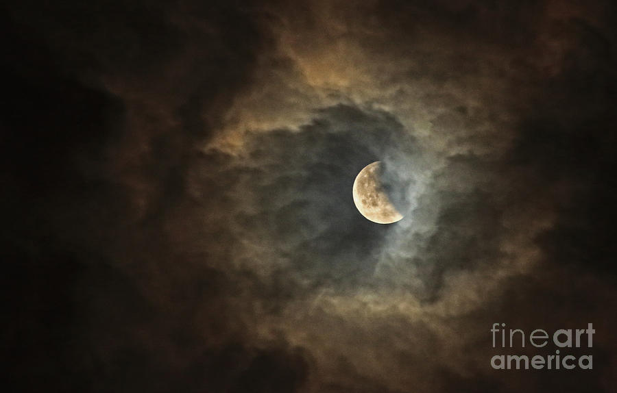 Super Full Moon Eclipse in Clouds Photograph by Charline Xia
