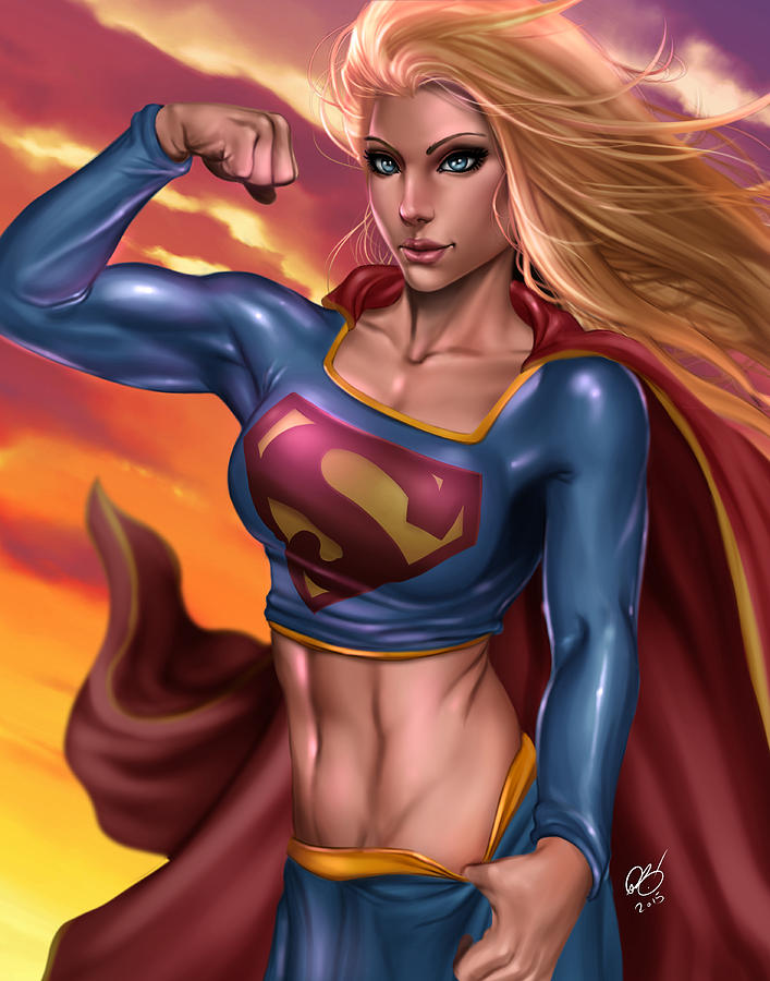 Super Girl Painting by Pete Tapang