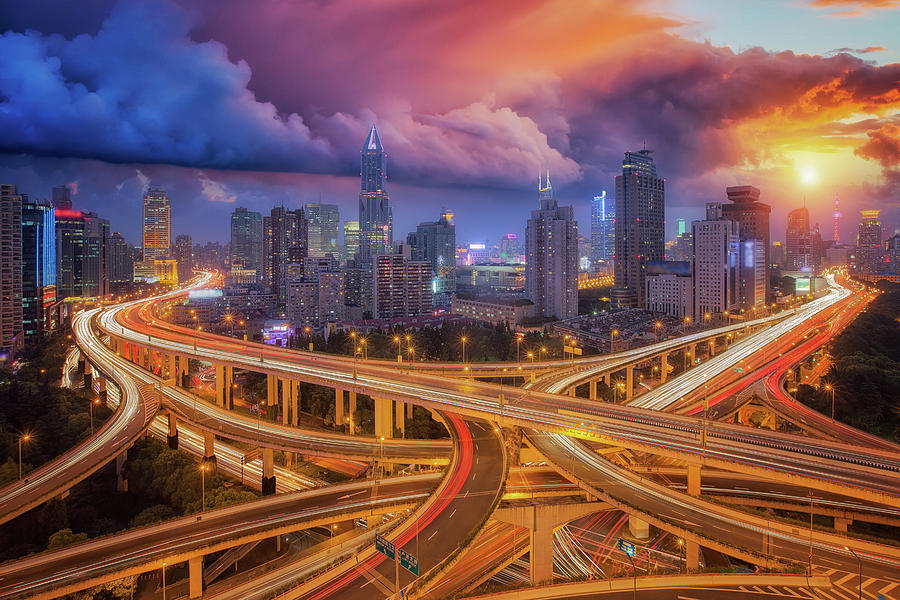 Super Highway In Shanghai City Photograph by Anek Suwannaphoom