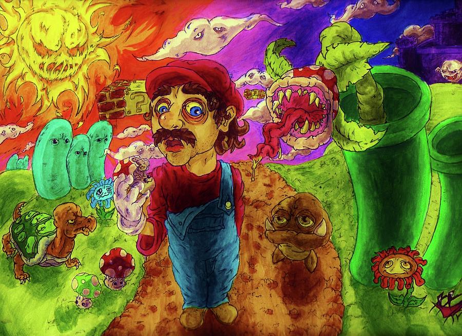 Trip Painting - Super Mario Boomers by Trevor Davy Trip Painting - Super Mario Boomers by Trevor Davy