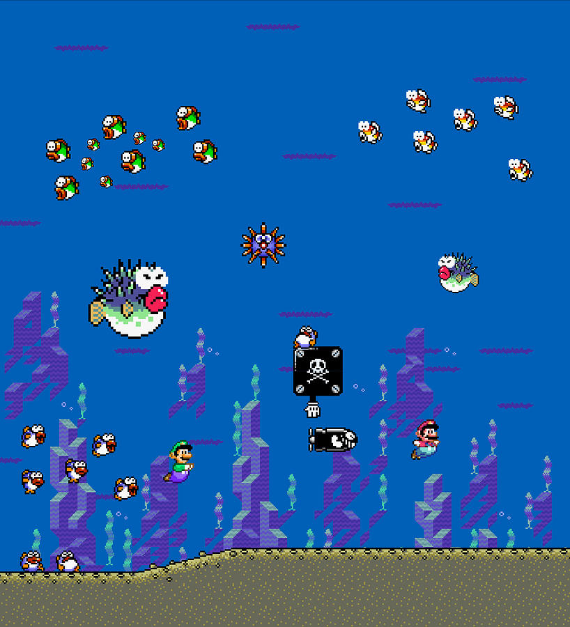 Super Mario World Digital Art - Super Mario Water World by Mark Emery