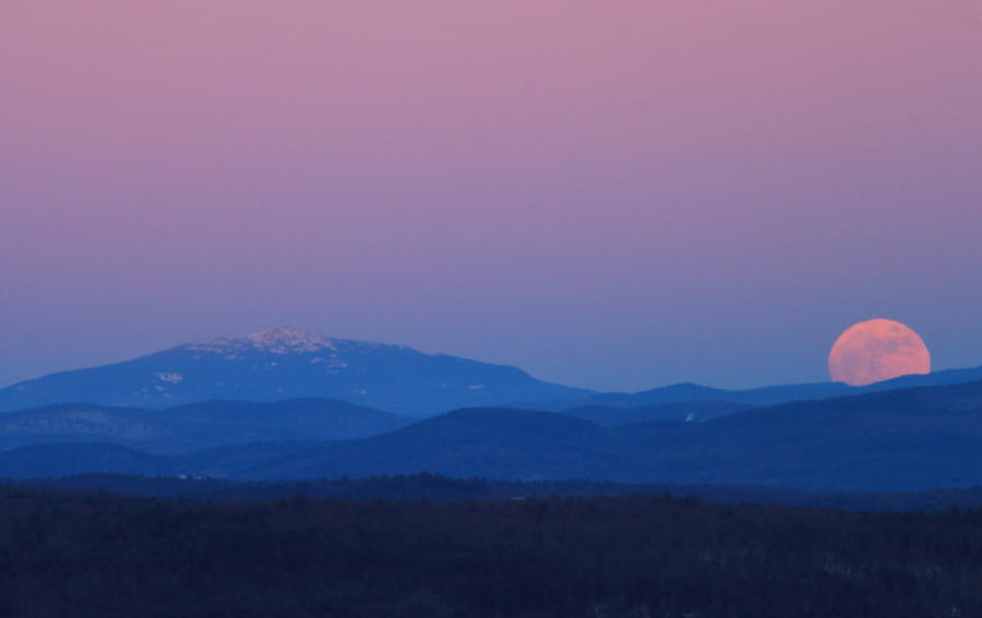 Super Moon and Mount Monadnock Photograph by John Burk