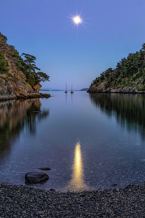 Boat Photograph - Super Moon at Sucia Island by Geoffrey Ferguson