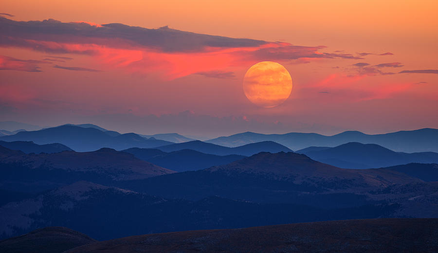 Mountain Photograph - Super Moon At Sunrise by Darren White
