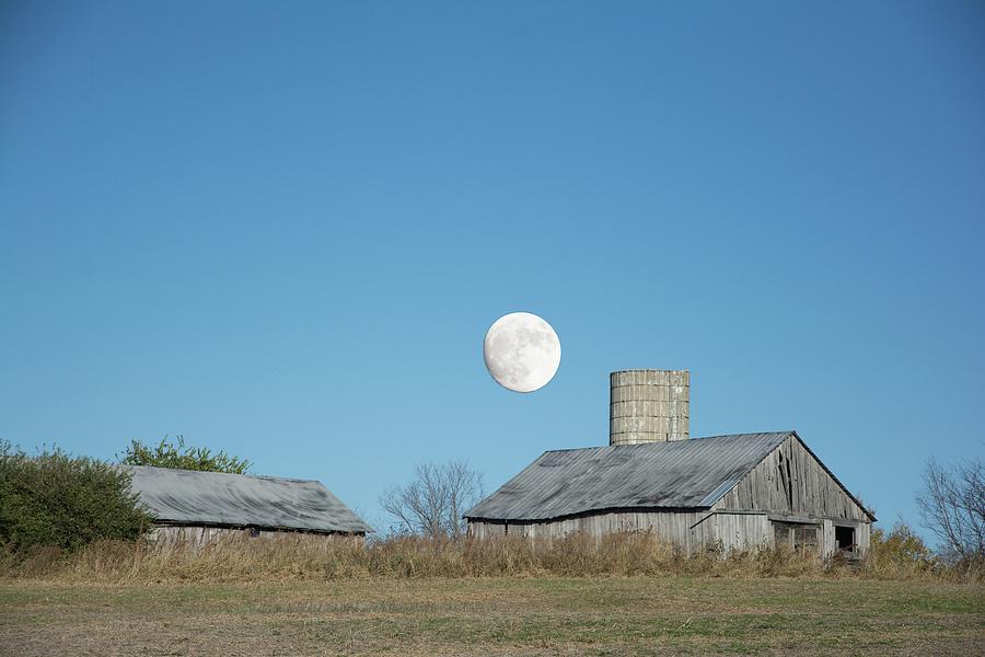 Super moon barn Photograph by Randall Branham