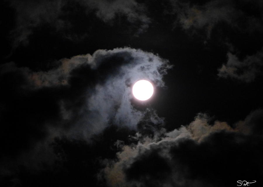 Nature Photograph - Super Moon held in the Arc of clouds by Abstract Angel Artist Stephen K