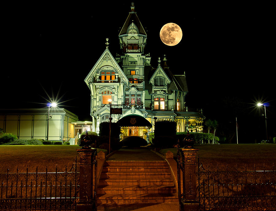 Super Moon over Carson Mansion Photograph by Greg Nyquist