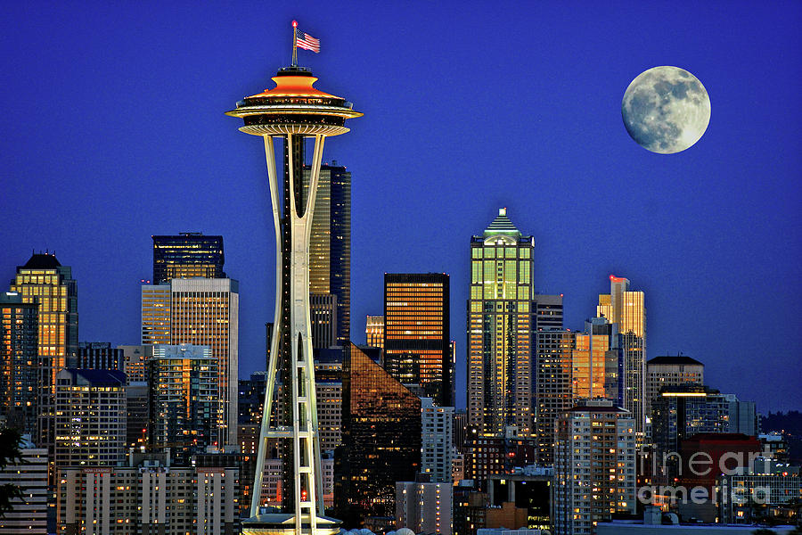 Super Moon Over Seattle Photograph by Sal Ahmed