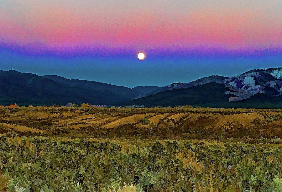 Super moon over Taos Photograph by Charles Muhle