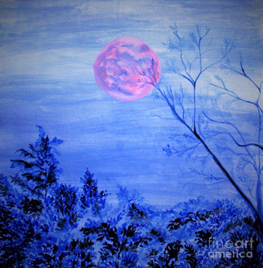  Super moon rising 2016 Painting by Barbara Donovan