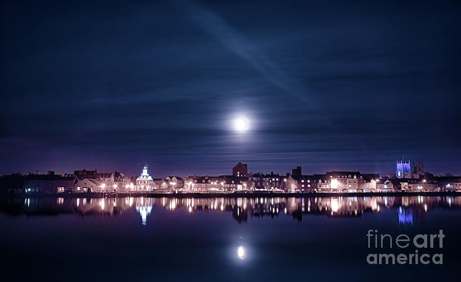 Super moon rising over blue Kings Lynn Photograph by Simon Bratt