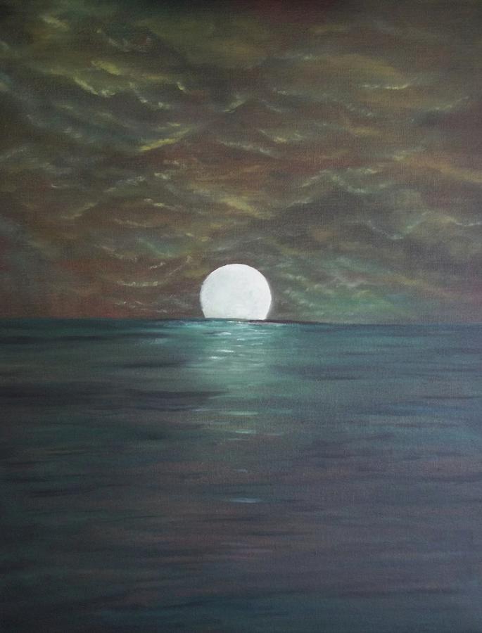 Super Moon Rising Painting By Rhonda Lee Fine Art America