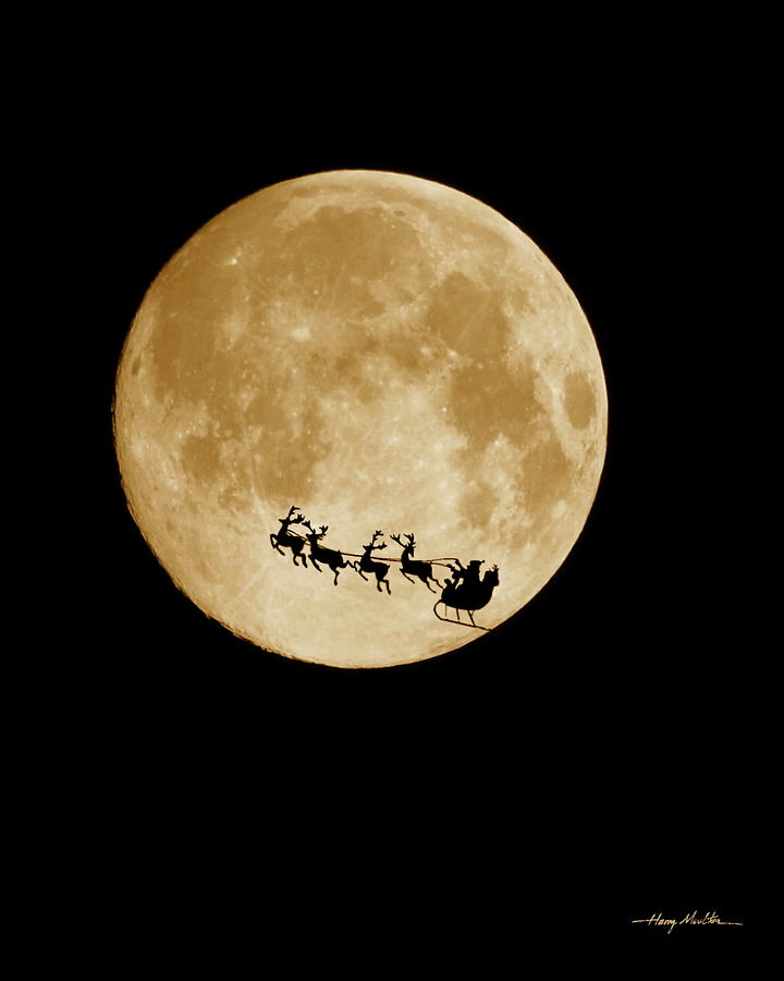 Super Moon Santa Photograph by Harry Moulton