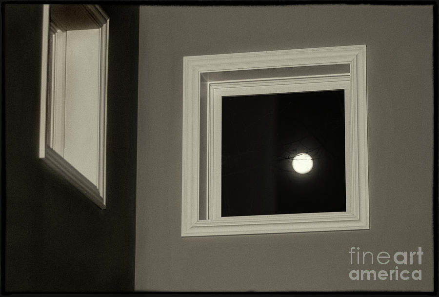 Abstract Photograph - Super Moon through a Window by Karen Adams