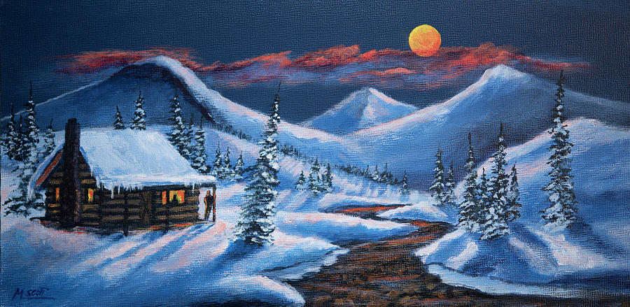 Super Moon Winter Adventure 5 Painting by Michael Scott