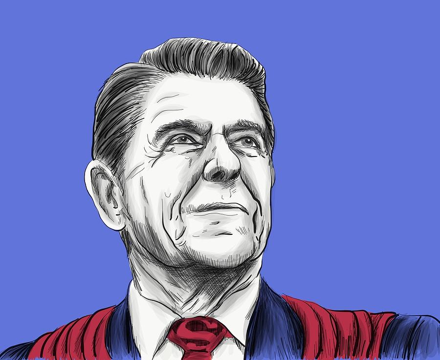 Super Reagan Drawing by Ryan Lanigan - Fine Art America