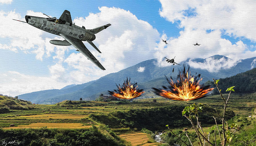 Super Sabre Bombing Run - Oil Digital Art by Tommy Anderson