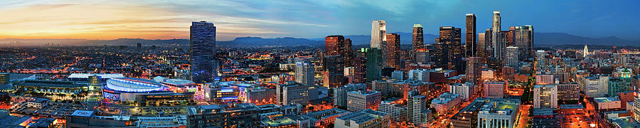 Super Wide View of Los Angeles at Dusk Photograph by Kelley King