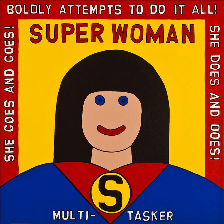 Super Woman Painting - Super Woman by MaryAnn Kikerpill