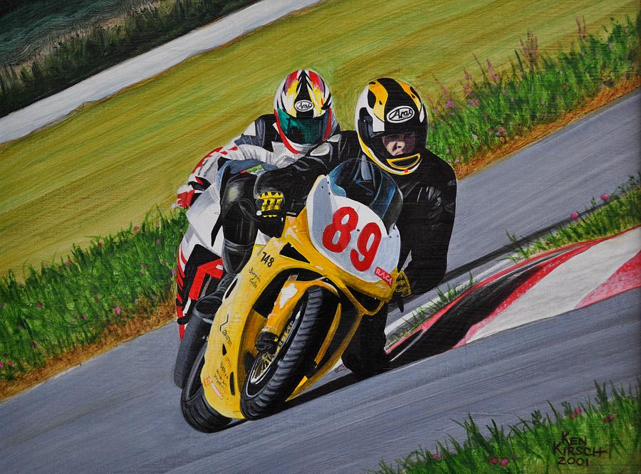 Superbikes Painting by Kenneth M Kirsch
