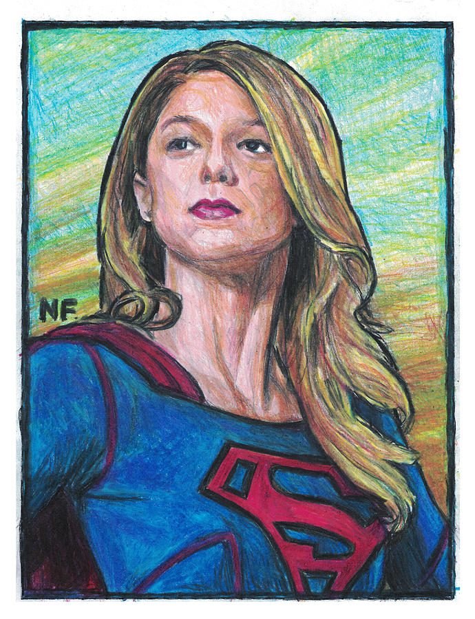 Supergirl as portrayed by actress Melissa Benoit Drawing by Neil Feigeles
