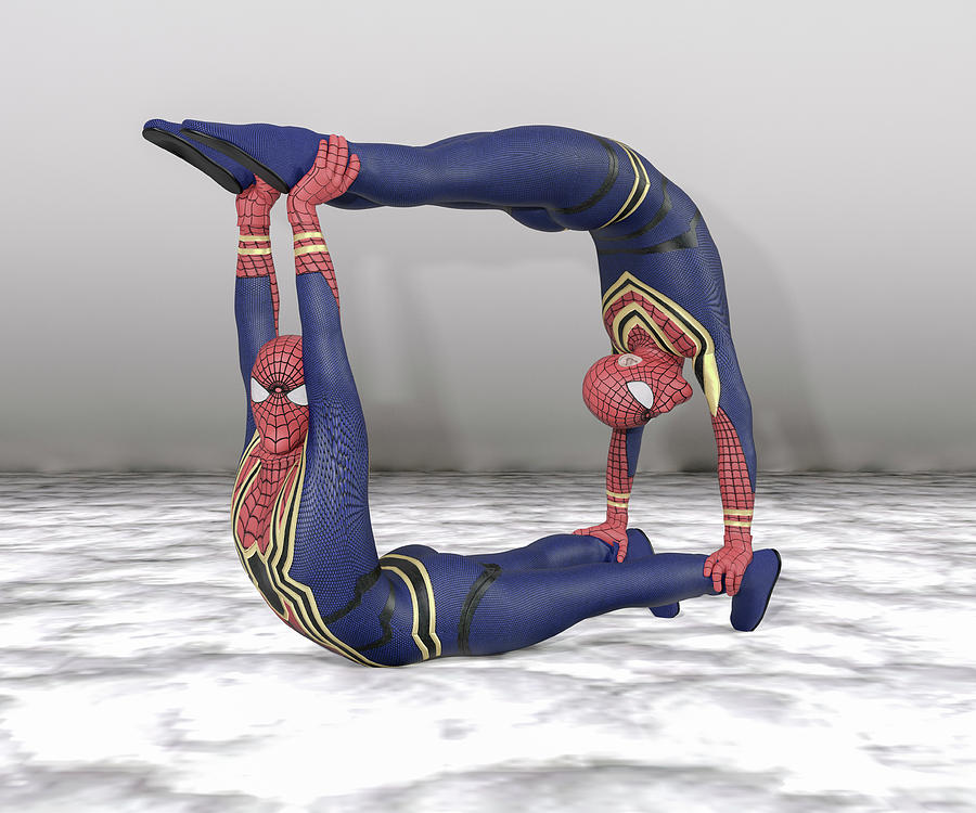 Superhero Acroyoga Pose Two Digital Art