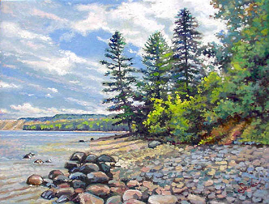 Landscape Painting - Superior Shores Pictured Rocks by Larry Seiler
