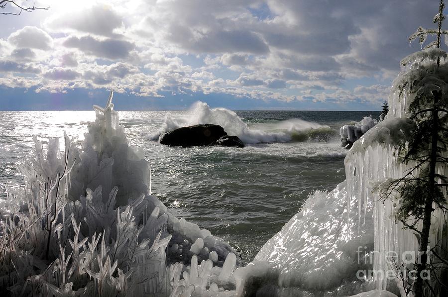 Superior Waves and Ice Photograph by Sandra Updyke