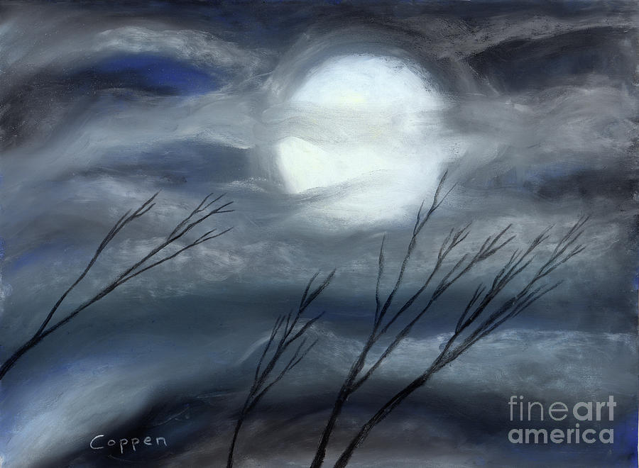 Supermoon and Clouds Pastel by Robert Coppen