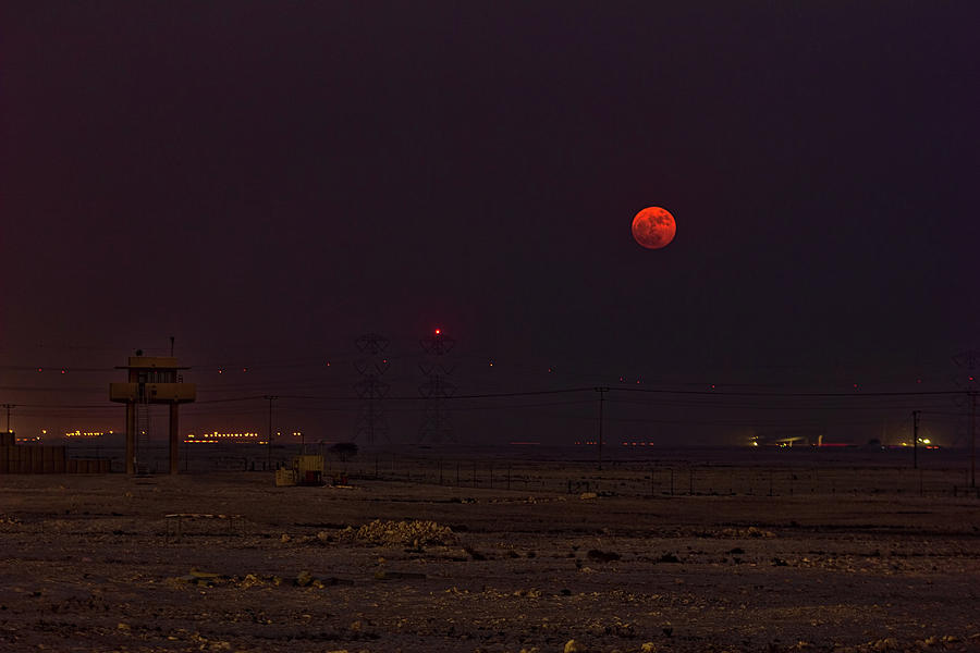 Supermoon and Guard Tower 01 Photograph by Josh Bryant
