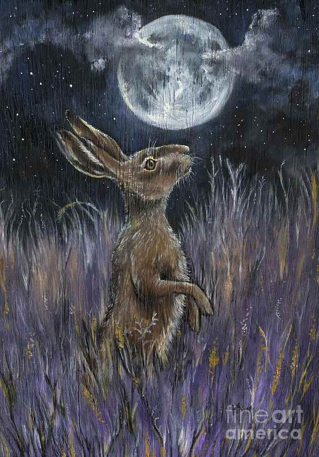 Supermoon Hare Painting by Ang El