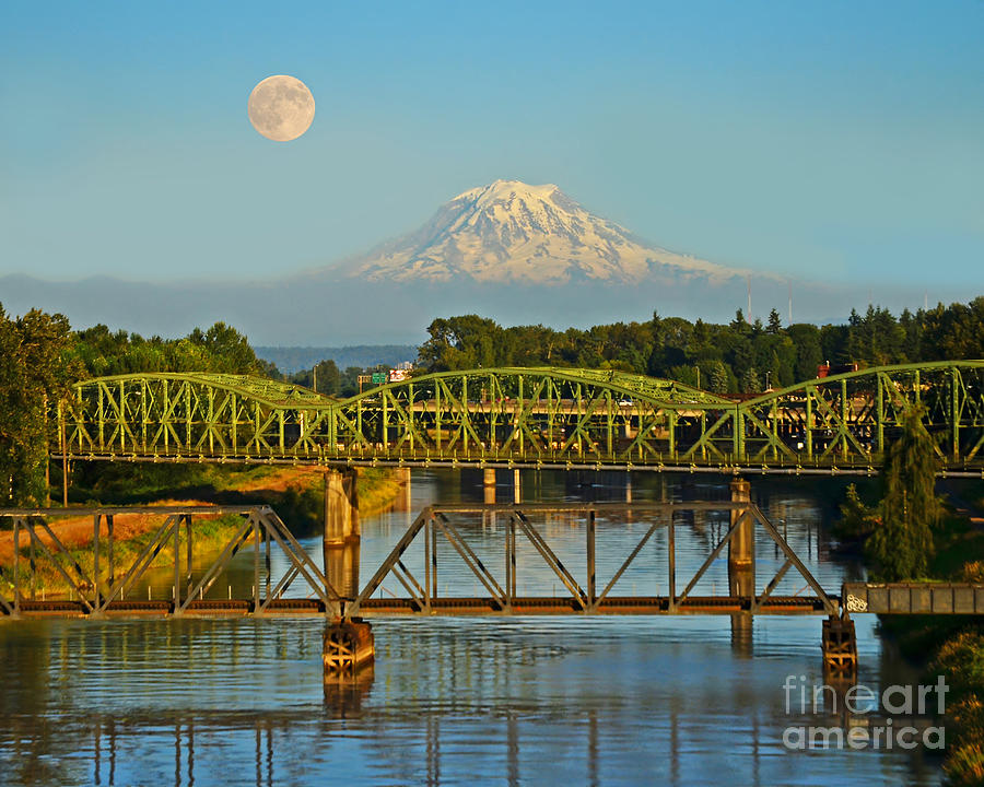 SuperMoon over Puyallup River Photograph by Jack Moskovita