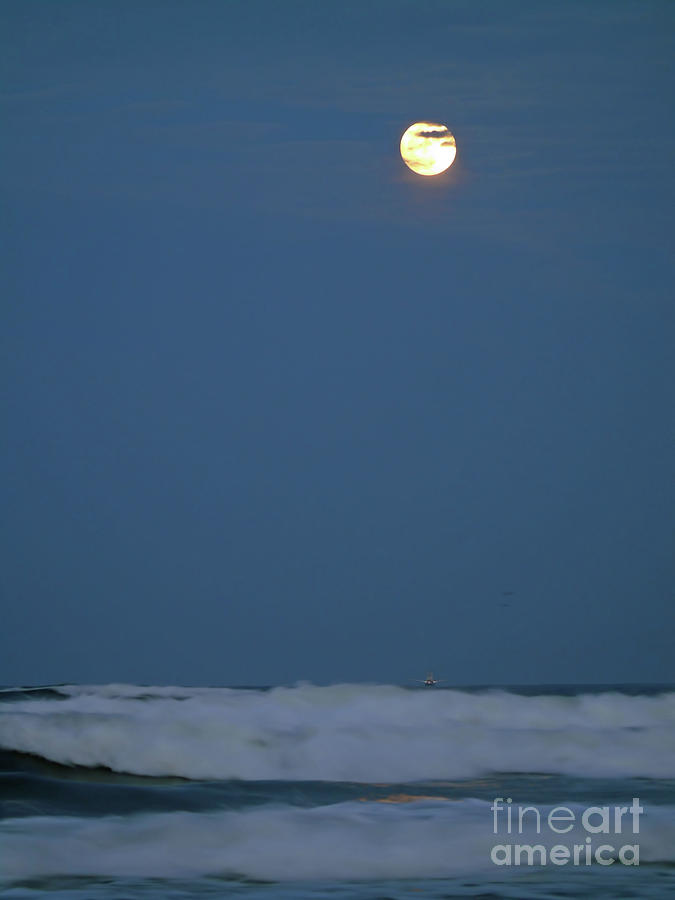 Supermoon Over The Surf Photograph by D Hackett
