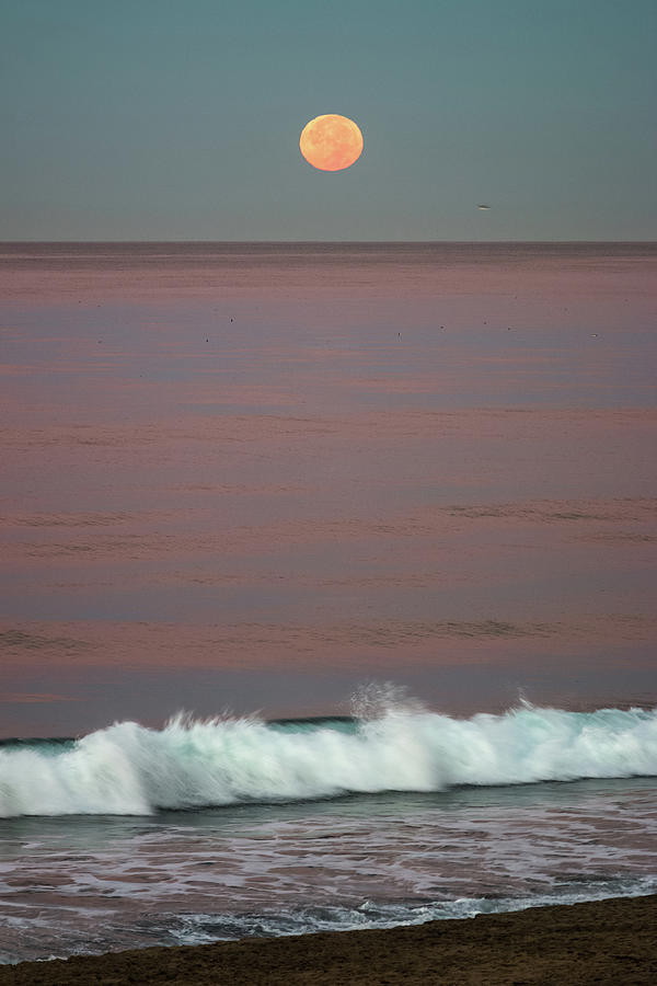 Supermoon Setting over the Pacific Photograph by Adam Rainoff