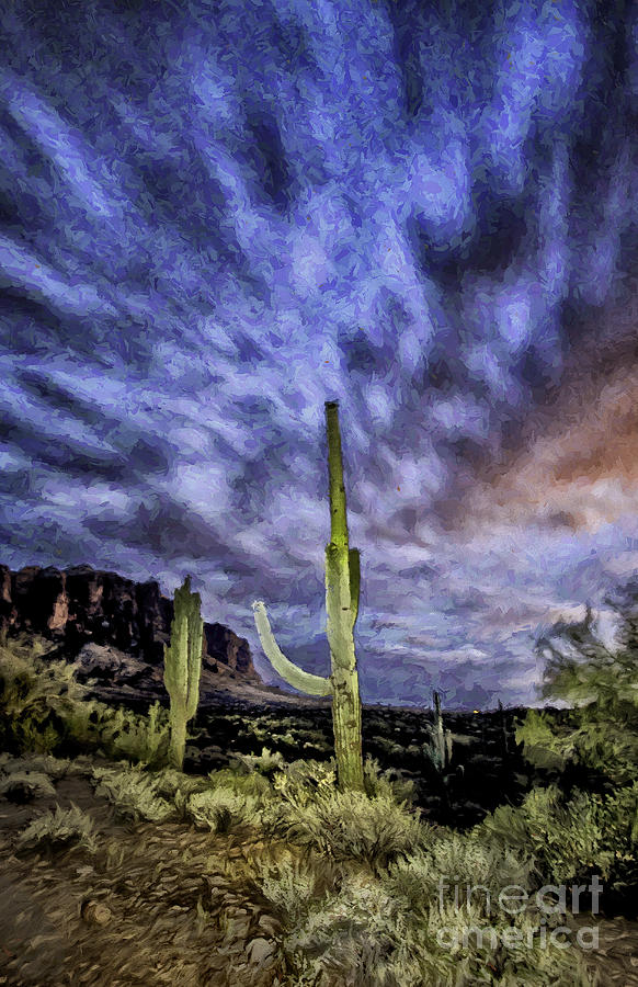 Superstition Mountain Evening Impressions Digital Art by Georgianne Giese