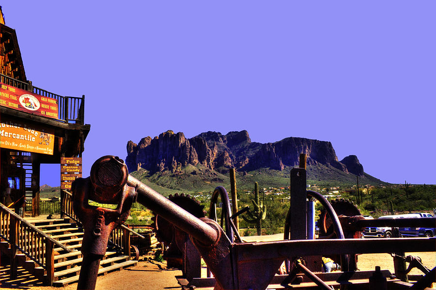 Superstition Mountain from Goldfield Ghost Town  Photograph by Roger Passman