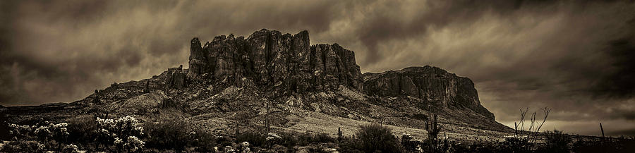 Superstition Mountain Gathering Storm Clouds Photograph by Roger Passman
