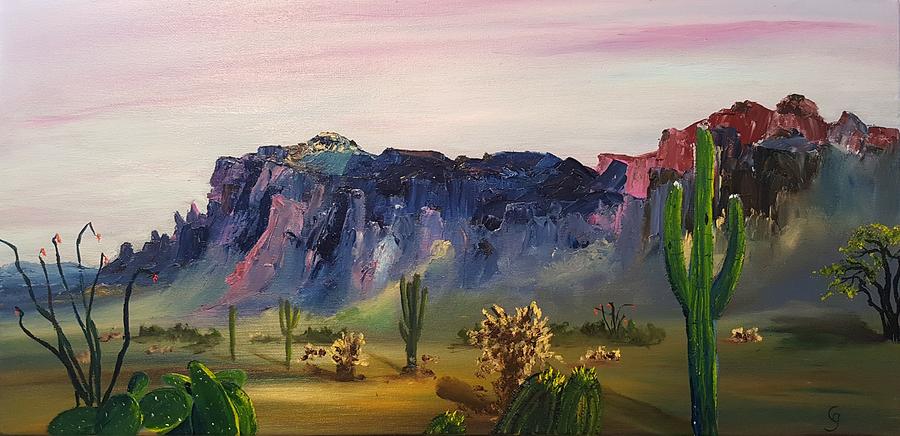 Superstition Mountains Last Walk       5.2017 Painting
