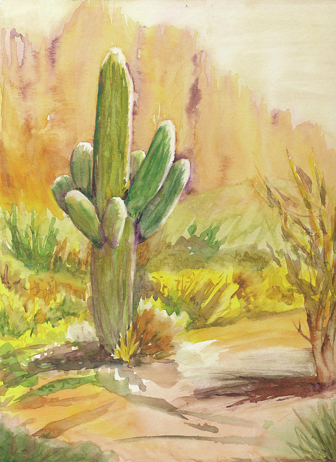 Superstition Saguaro Painting by Melanie Harman