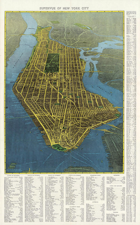 16x24 Bird's Eye View 1890 Cooperstown New York Vintage City Map 