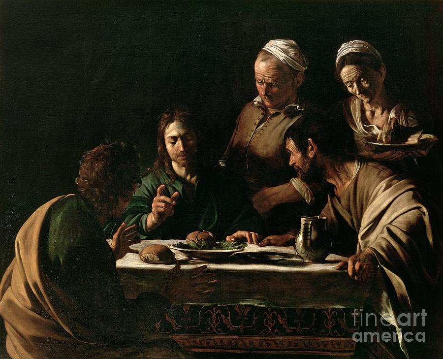 Supper At Emmaus Painting - Supper at Emmaus by Michelangelo Merisi da Caravaggio