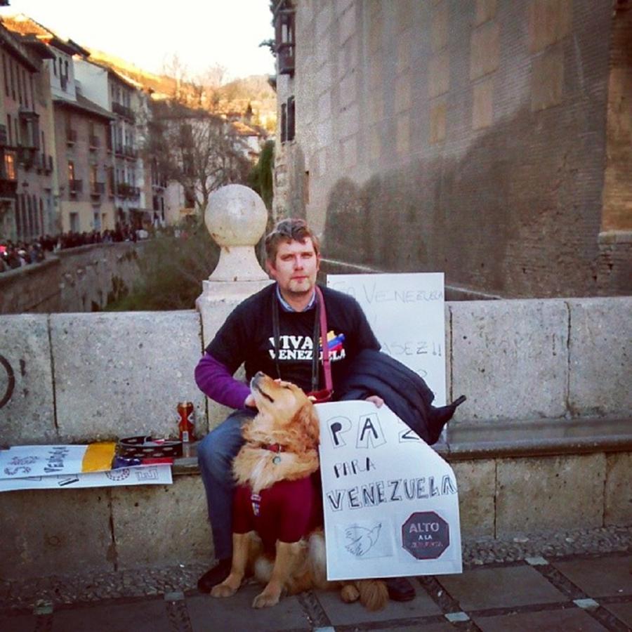 Dog Photograph - Support for Venezuela from Spain by Nicole Alvarez