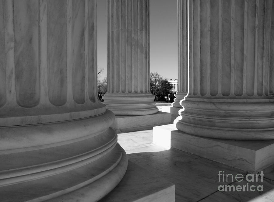 Architecture Photograph - Supreme Court Columns Black and White by Trekkerimages Photography