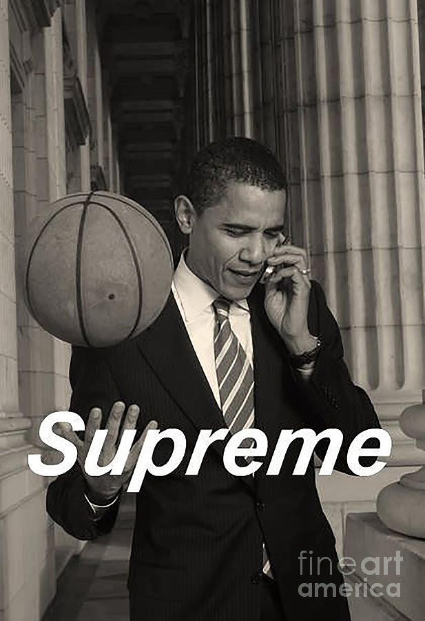 obama wearing supreme shirt