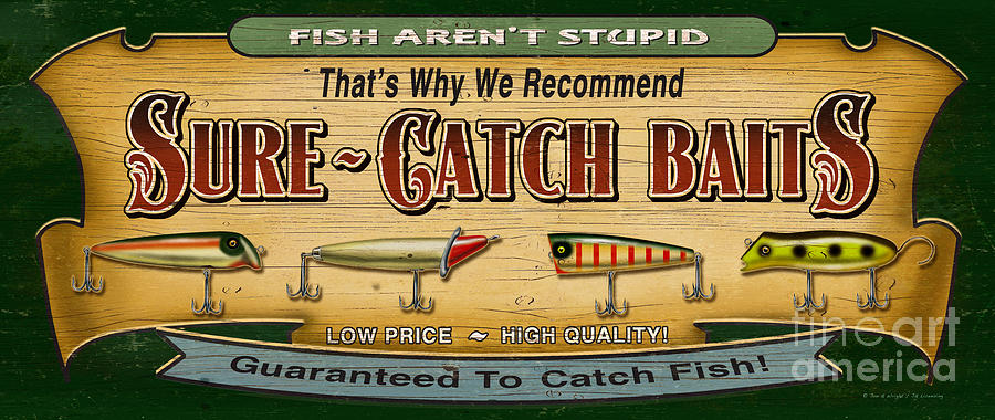 Sure Catch Baits Sign Painting by JQ Licensing