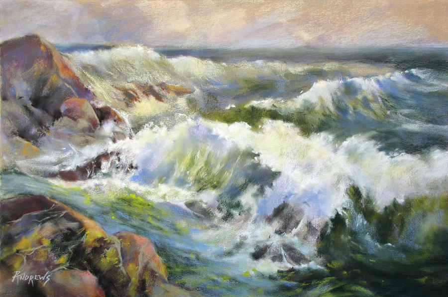 Surf Action Painting by Rae Andrews