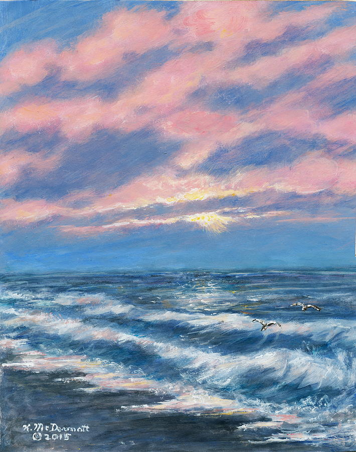 Sunset Painting - Surf and Clouds by Kathleen McDermott