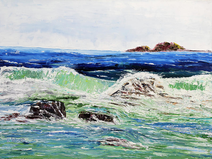 Surf and Rocks Painting by Ken Wood