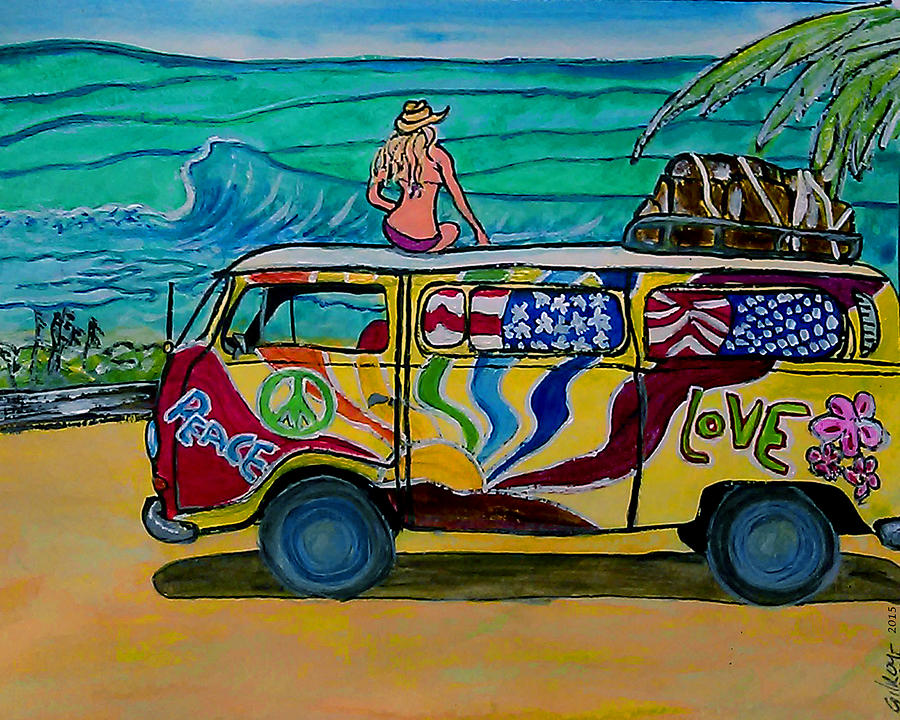 Surf Art Vw Bus Painting By W Gilroy