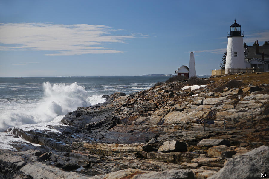 Surf at Pemaquid Light Photograph by John Meader